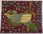 JANUÁRIO . Tapeçaria representando pássaro . Assinada. Medidas 1,03 x 1,28 cm