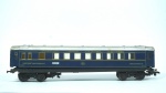 Kleinbahn- miniatura de vagão de viagem international Eisenbahn Schlafwagen Gesellshaft- escala HO- cor: azul- feito de plástico- med 23 x 3 x 4 cm. Parte debaixo solta.