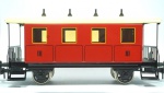Märklin- miniatura de vagão N 3 - escala G- cor: vermelho e branco -feito de metal - med 31 x 9 x 10 cm.