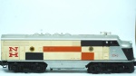 Lionel- miniatura de Locomotiva NH 2242- escala G- cor: laranja, bege e cinza- feito de plástico- med 33,5 x 6 x 7 cm.