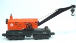Lionel- miniatura de guindaste GN 19402- escala O- cor: laranja e preto- feito de plástico- med 22 x 5 x 13,5 cm.