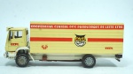 Minimac- miniatura de caminhão CCPL - escala 1/50- cor: amarelo e vermelho- feito de metal- med 17 x 4,5 x 6,5 cm. Está na caixa.