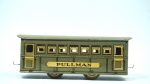 Metalma- 3 miniaturas de vagão Pullman- escala OH- cor: verde e amarelo  feito de metal- med 17 x 4 x 5 cm.
