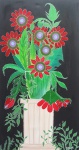 PATY LEBS - "Flores vermelhas sobre preto". Acrílico sobre tela. Medida: 1,30 x 70 cm. Assinado no CID, sem moldura.