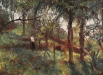 B. TREIDLER - 'Floresta com Personagem" - OST - Assinado no c.i.d, localizado, e datado Rio 1904. Meds: s/moldura 47 cm x 65 cm; c/moldura 78,5 cm x 95 cm