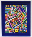 PAULO MENDES FARIA. Quadro com colagem em EVA, em diversos formatos e cores. Medindo 44 x 37 cm. Assinado no verso.