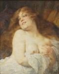 Edouard Zier (França, 1856, - França 1924). ''Nú Feminino'' Óleo s/tela. Meds: s/moldura 60 cm x 48 cm; c/moldura 77 cm x 67 cm