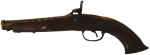 COLECIONISMO. Elegante pistola de Marinha em bronze e madeira, sistema de disparo a espoleta.