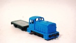Lesney- miniatura de trem com comboio Shunter e Flat Car N 24- feito na inglaterra- cor cinza e azul- modelo metal die-cast- med 8 x 3 e 8 x 3 cm.