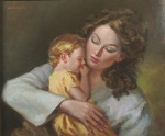 SÉRGIO GIANNINI . (Pistoia, Itália, 1954) " Maternidade", óleo s/ tela,46 x 54 cm. Assinado no CSE, datado de 1992. Emoldurado,  54 x 74 cm.